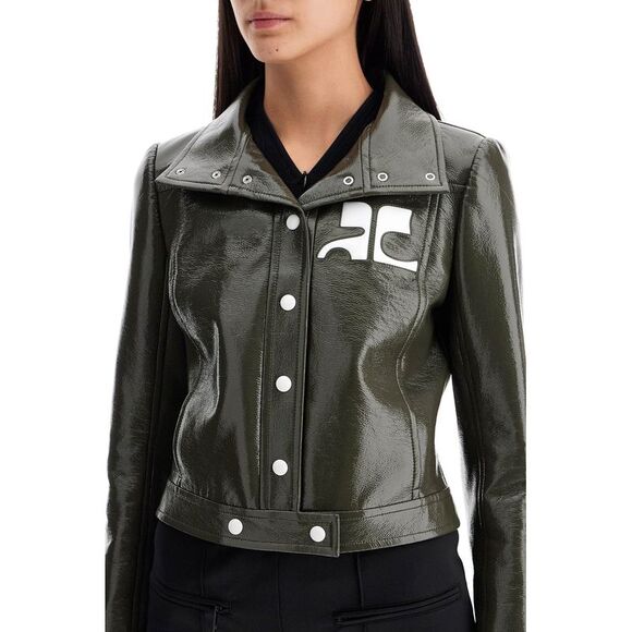 Chic Vinyl Short Jacket with Crinkled Finish - Picture 4 of 4